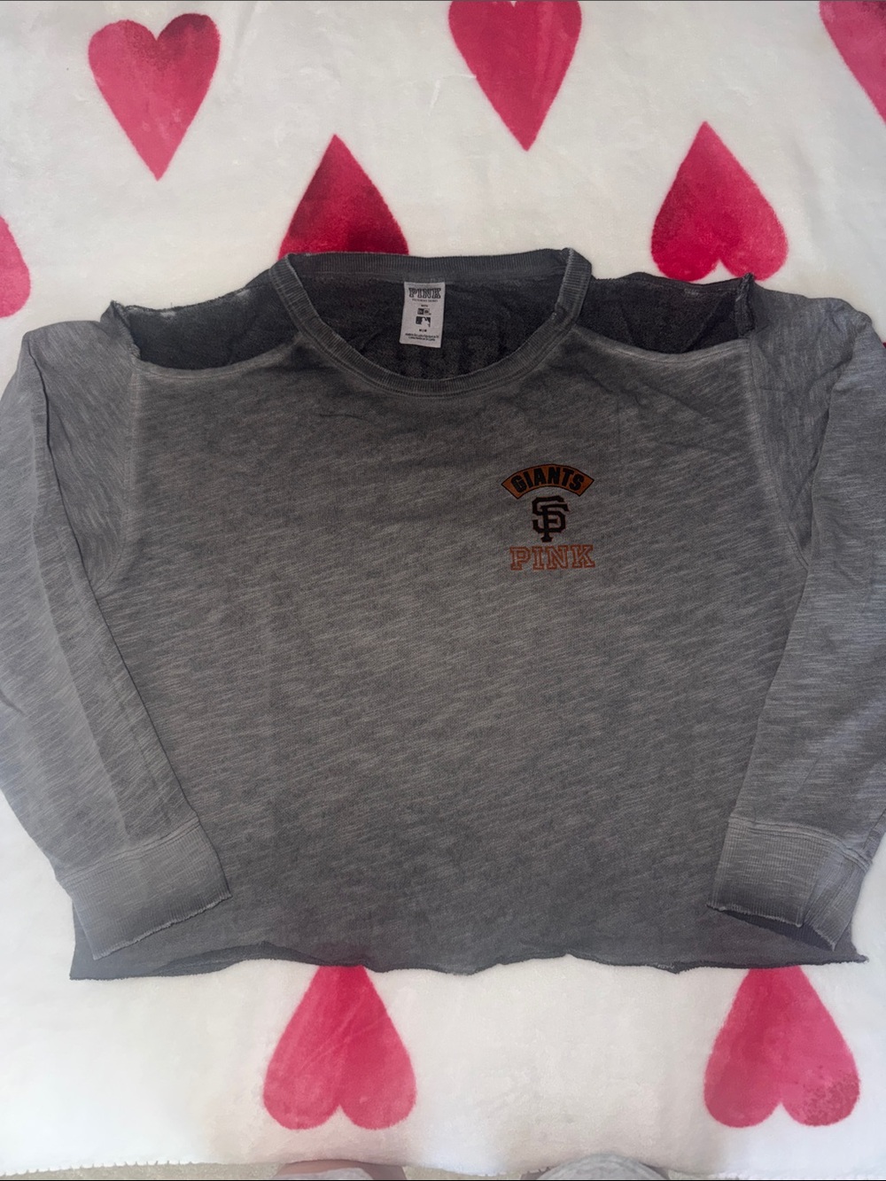 PINK Victoria's Secret Gray San Francisco Giants Cropped Crewneck